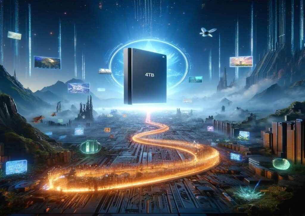 Transformative potential of a 4TB external hard drive connected to a PS4 portrayed.
