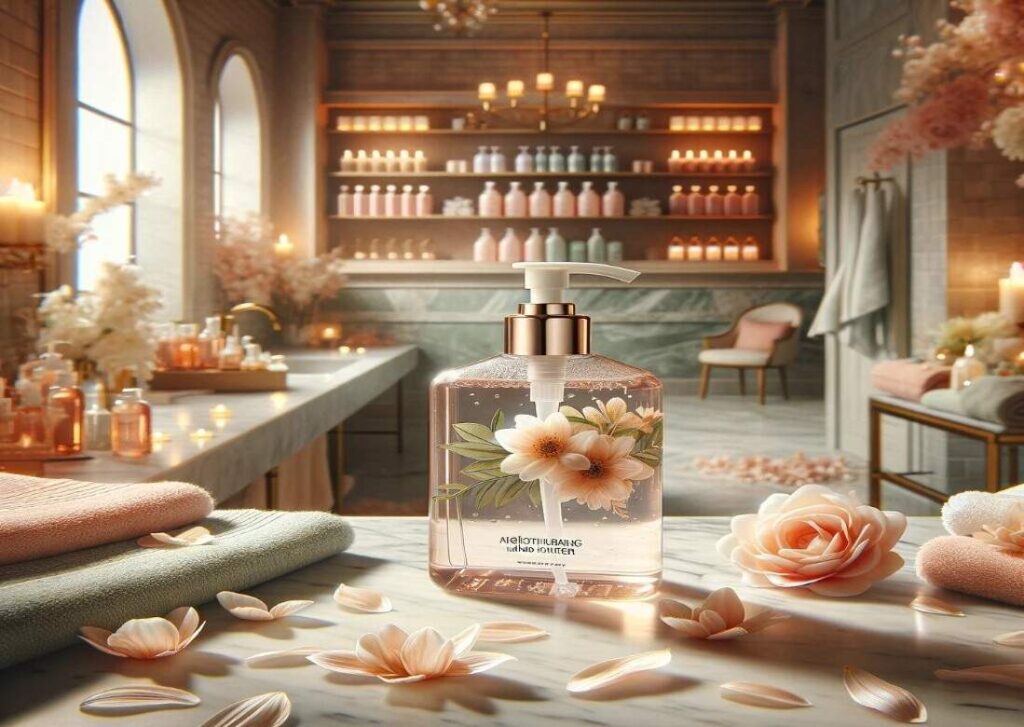 Setting high lighting the theme of moisturizing hand sanitizer.