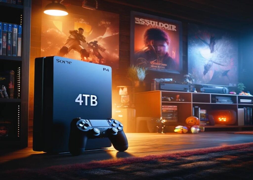 4TB external hard drive connected to a PS4 console.