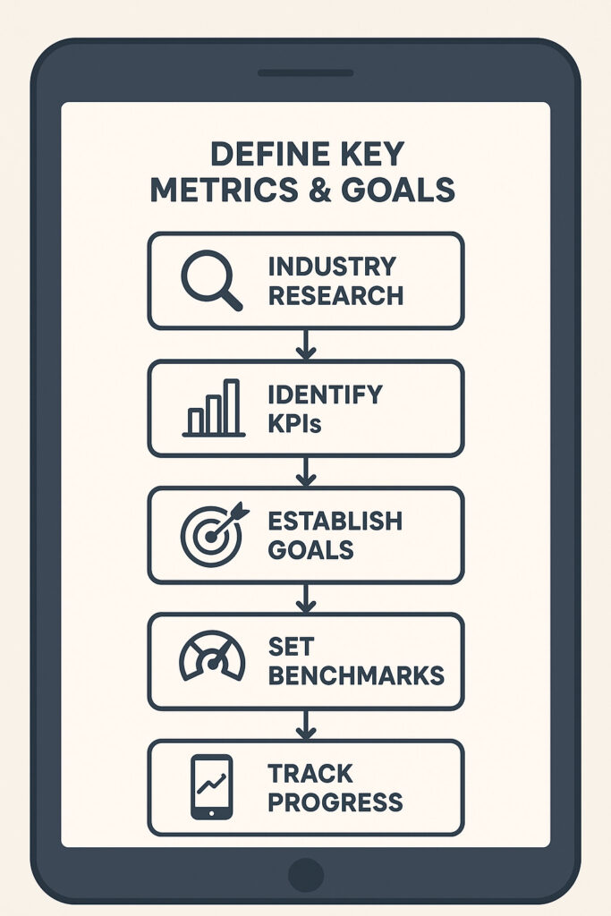 depicting a step-by-step workflow for defining key metrics