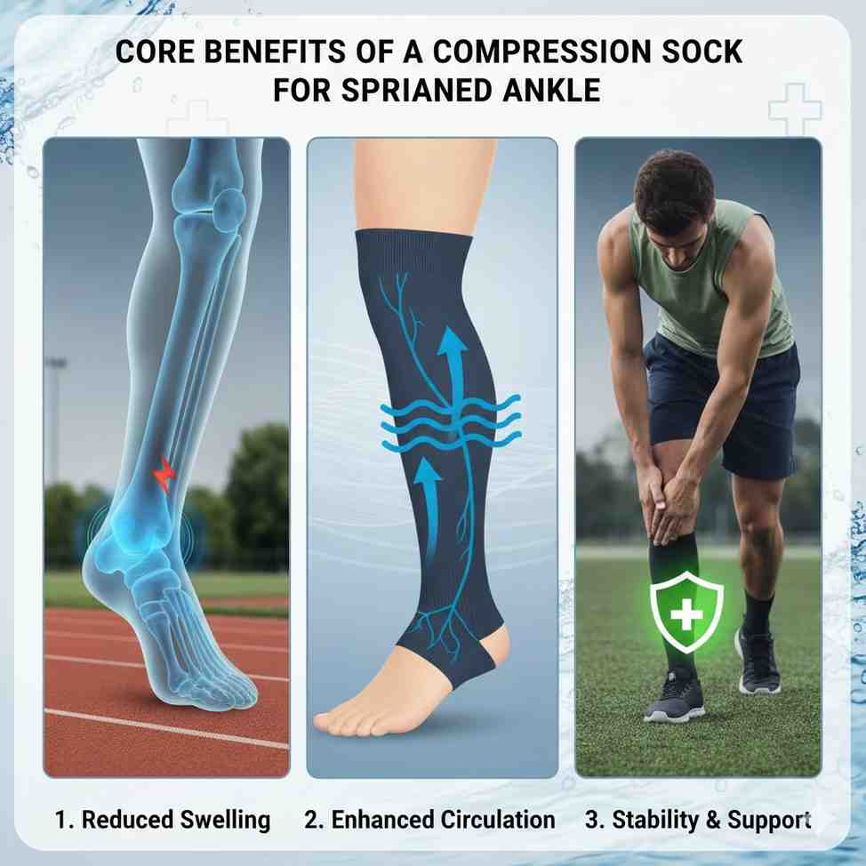 Core Benefits of a Compression Sock for Sprained Ankle